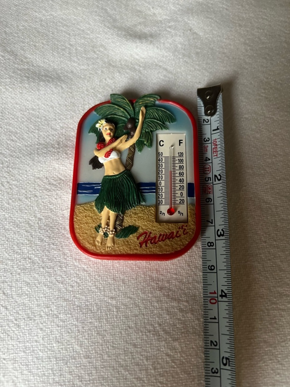vintage-style, Hawaii-themed thermometer features a decorative hula girl - Picture 3 of 8